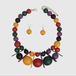 Colorful Beaded Necklace and Earring Set